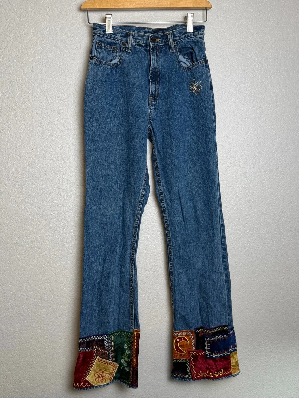90s Gap Girl Patched Embroidered Jeans Size 16 Vintage Y2K
